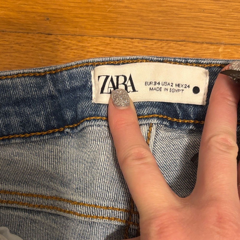 Zara Blue Distressed Skinny Jeans - Picture 3 of 5